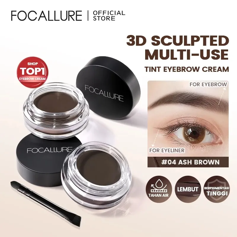 [VOUCHER 3K] FOCALLURE Waterproof Eyebrow Cream Hot Sale Eyebrow Gel With Eyebrow Brush Long Lasting Eyebrow Makeup-5 Colors