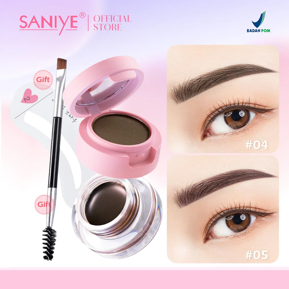 SANIYE 4 In 1 Gel Alis Double Layer 3D Eyebrow Powder Eyebrow Gel With Brush Mirror Mata Kosmetik M250