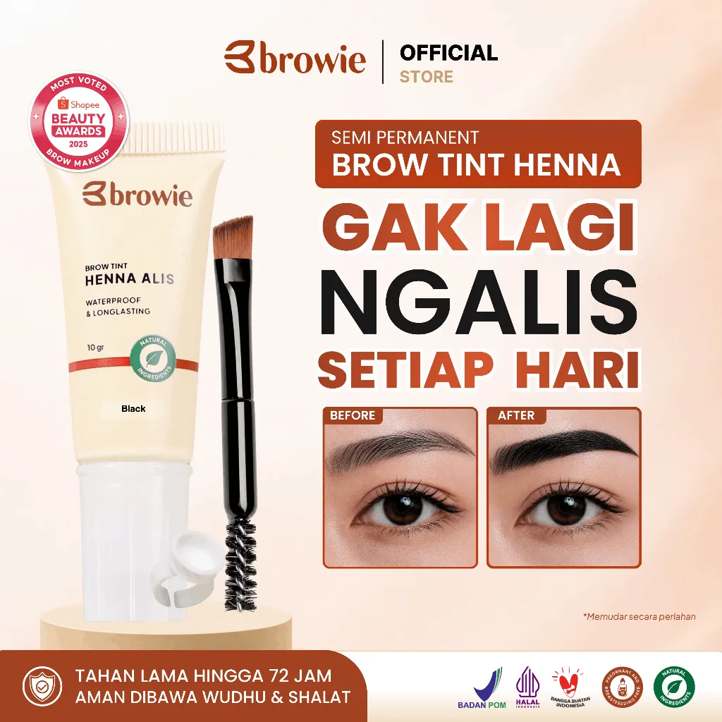 [10GR] browie Brow Tint Henna Alis | Eyebrow Gel Waterproof & Longlasting BPOM & Halal