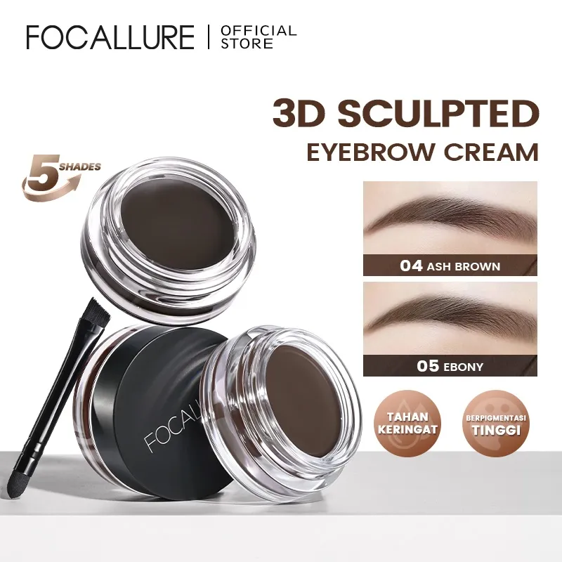 FOCALLURE Waterproof Eyeliner Eyebrow Cream Pensil Alis Sikat Eyebrow Gel Tahan