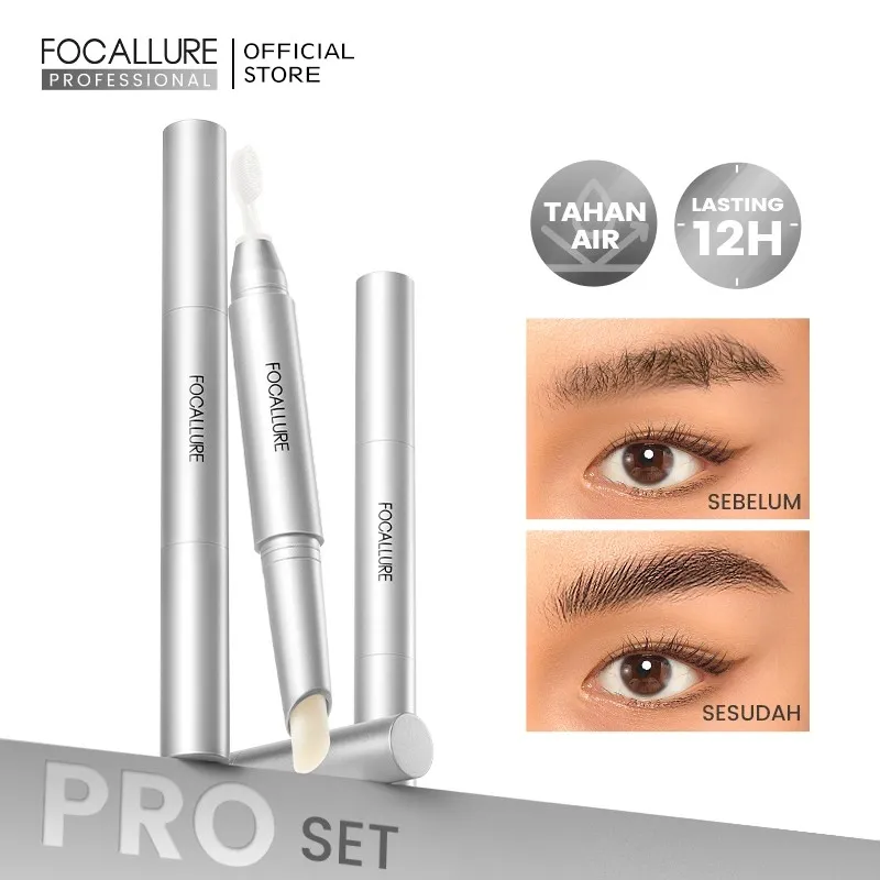 FOCALLURE 2-in-1 Waterproof Eyebrow Wax Browcara Lasting Built-in Brush Non-sticky Styling Shape