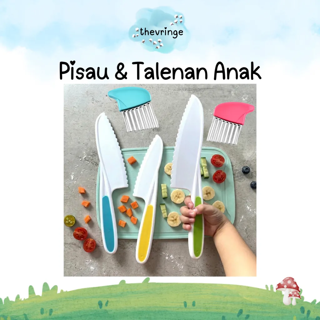 Pisau Dan Talenan Anak Set isi 3 Kids Knives / Plastic Knife Pisau Dapur Anak