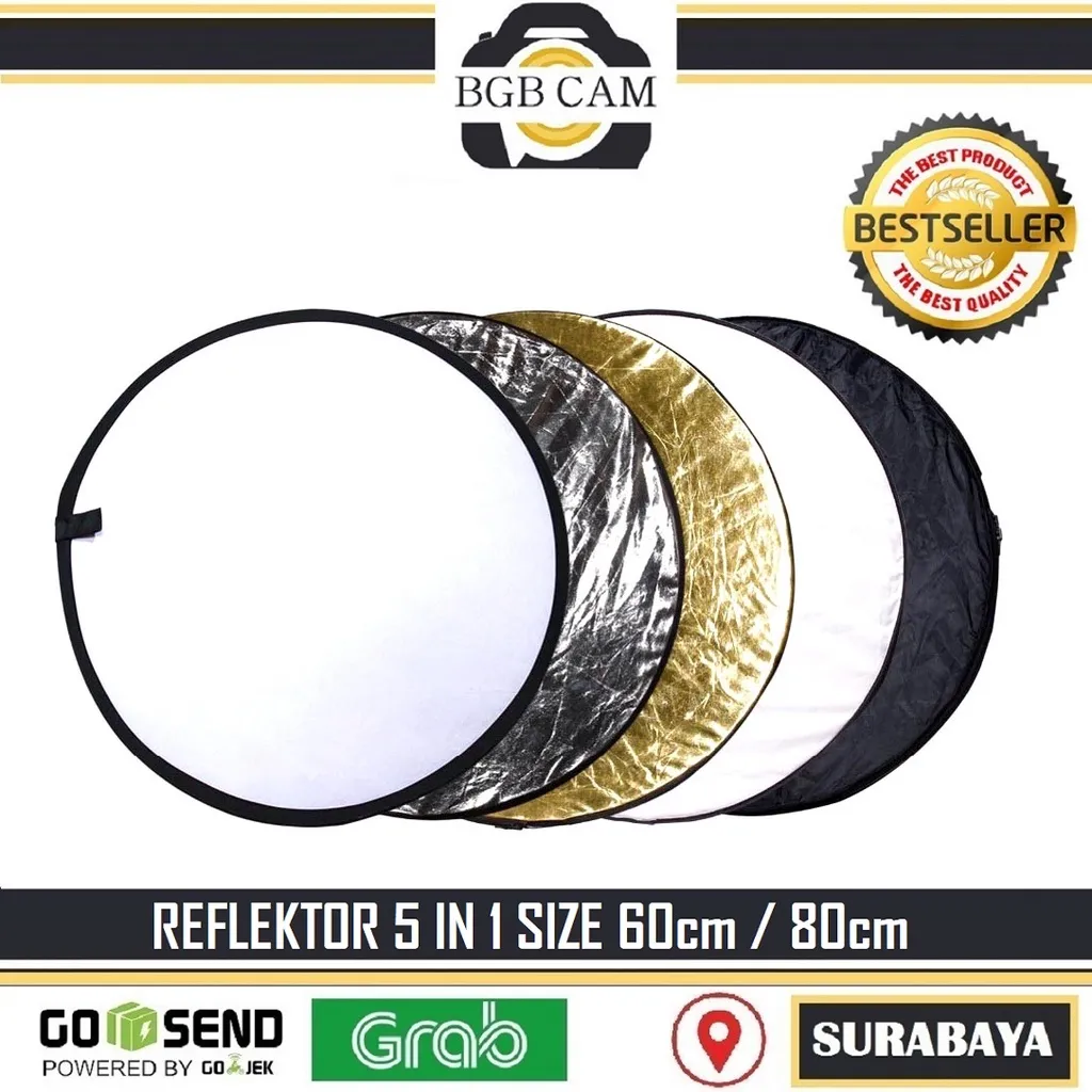 5 in 1 Reflector For Fotografi Video Lipat 60cm / 80cm Reflektor 5in1
