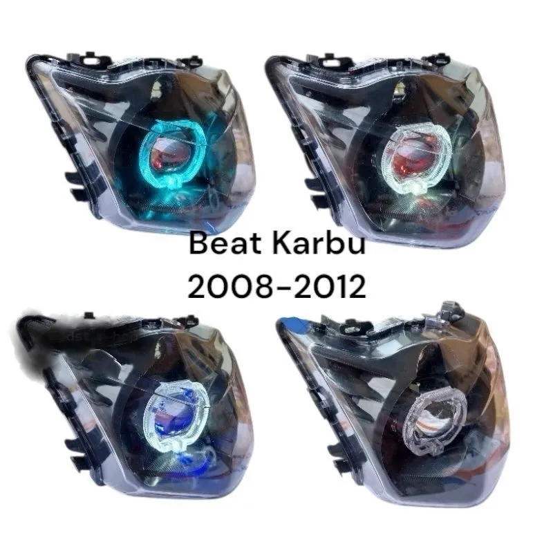 Paket Fullset Reflektor Lampu Depan Plus Biled Ala Ala Beat KARBU 2008 2012 2,5 Inci tinggal pasang PNP
