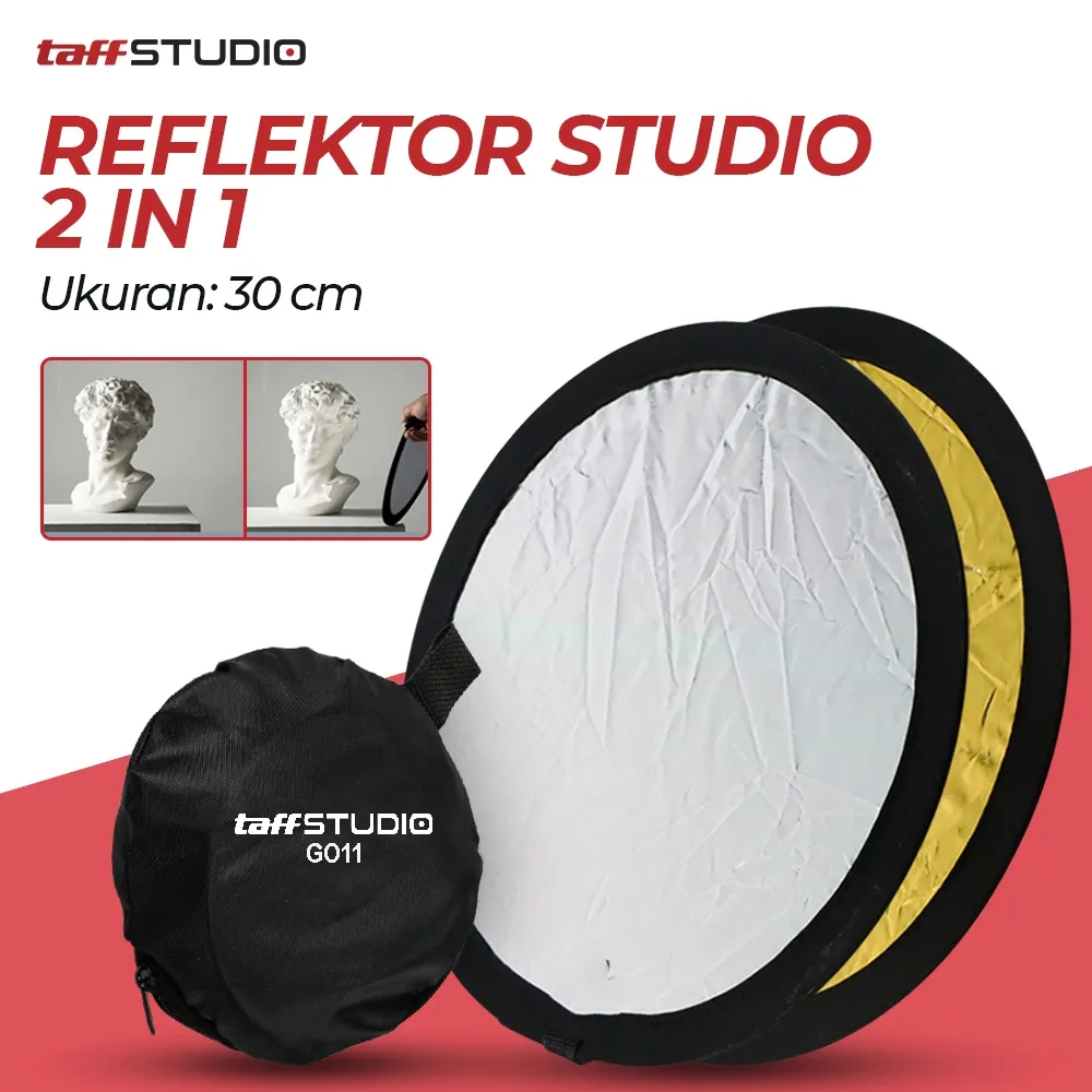 (NARA MEOW) SANJI TAFFSTUDIO REFLEKTOR CAHAYA FOTOGRAFI STUDIO 2IN1 FOLDABLE PORTABLE 30CM