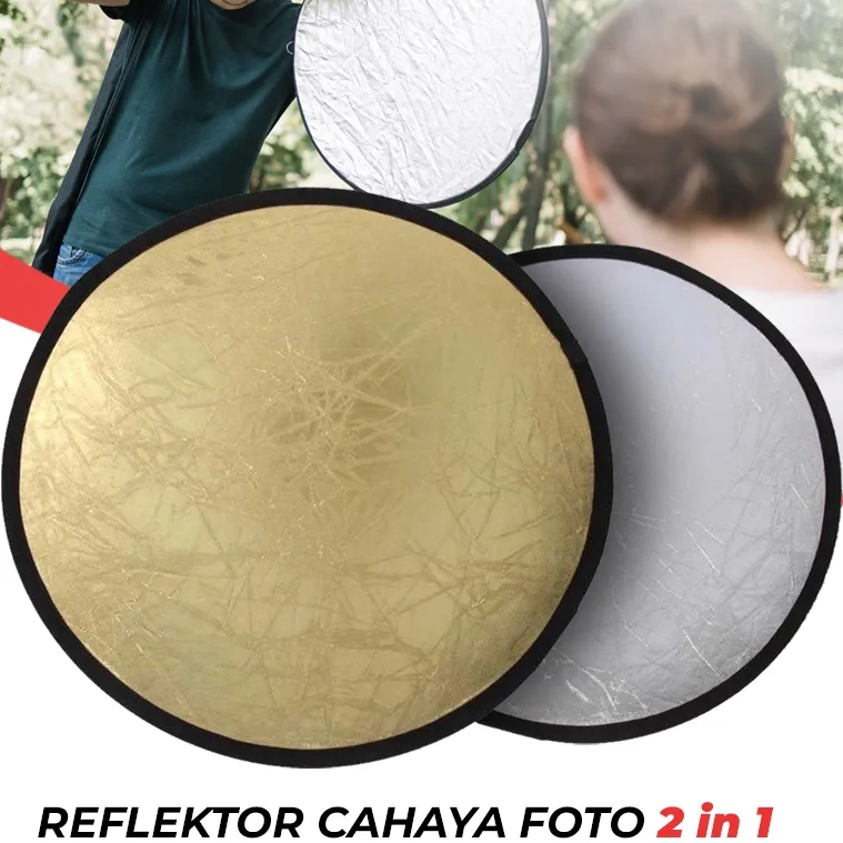 Round Reflektor Cahaya Studio Foto 2 in 1 Gold Silver  Fotografi Portabel Reflector Bulat TaffSTUDIO