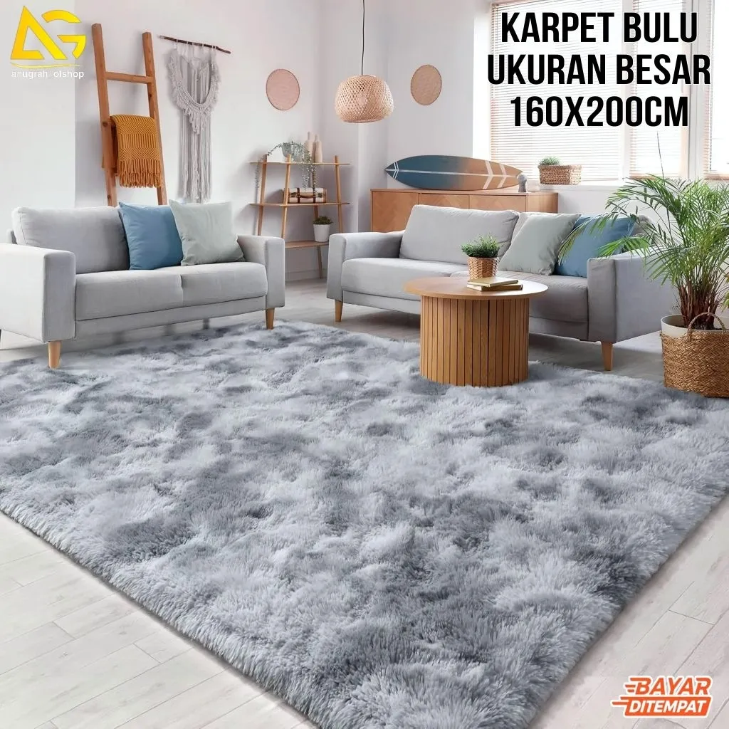 Karpet bulu rasfur ukuran besar uk 200x160cm