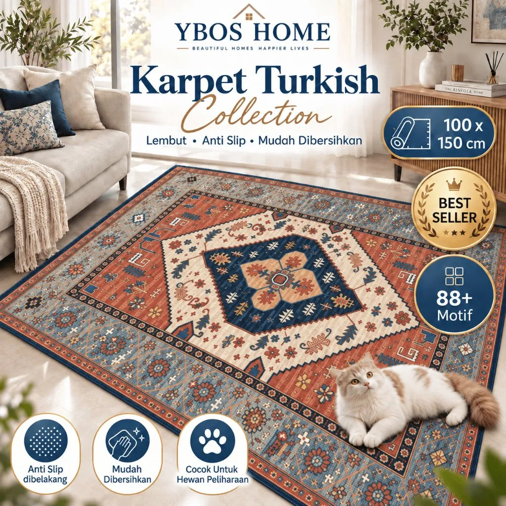 YBOS - Karpet Lantai Karpet Ruang Tamu Karpet Eropa Karpet Motif Anti Slip 150x100