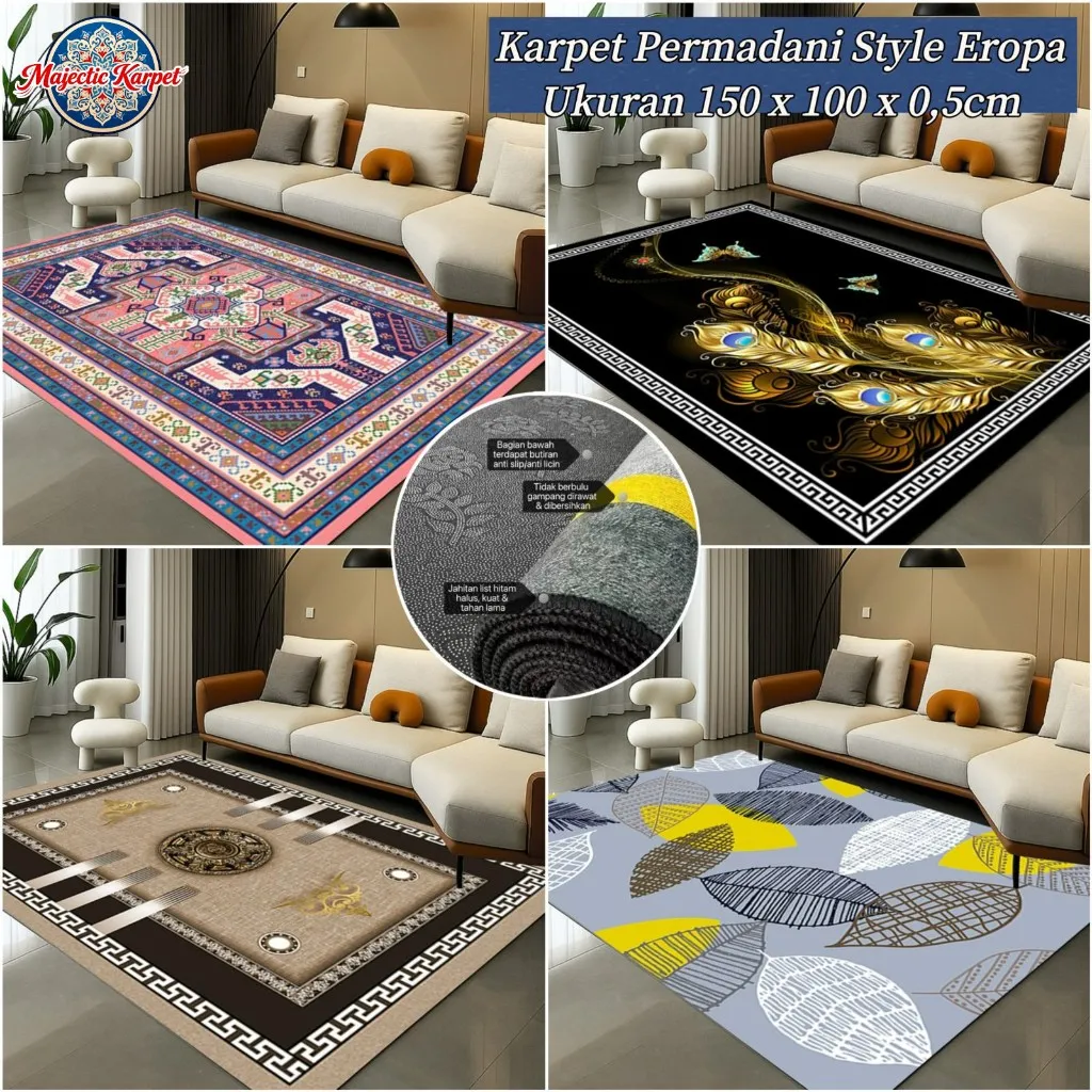 [Majestic Karpet] Karpet Permadani Eropa Ukuran 150x100cm Bahan Polyester