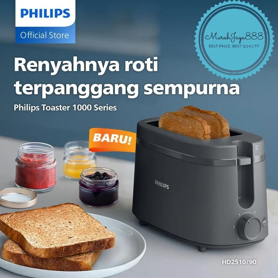 Philips Toaster HD2510/90 Hitam - Philips Pemanggang Roti Philips Toaster Pemanggang Roti Listrik Philips HD 2510/90