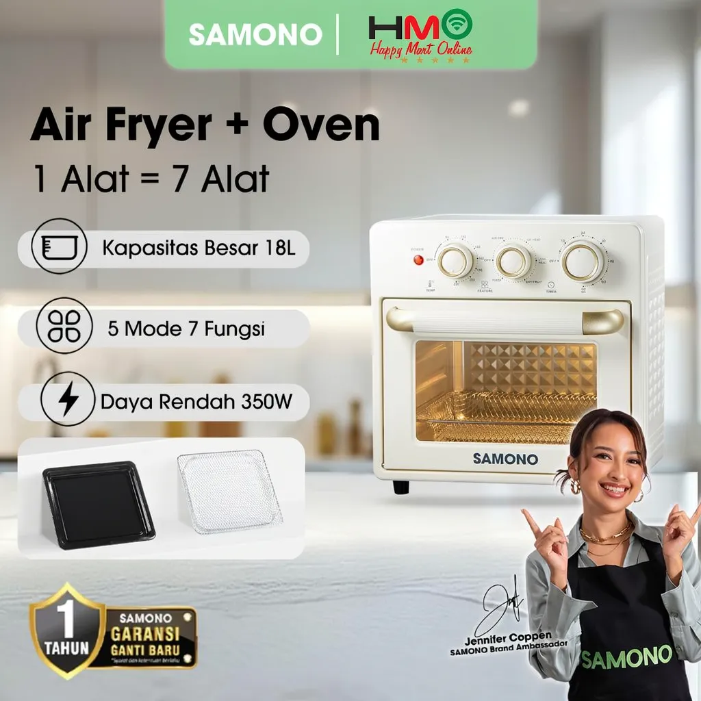 Samono Air Fryer Oven Toaster 7 in 1 18L Low Watt 350W SW-AFV18 / Oven Samono SW AFV 18 Garansi Resmi 1 Tahun