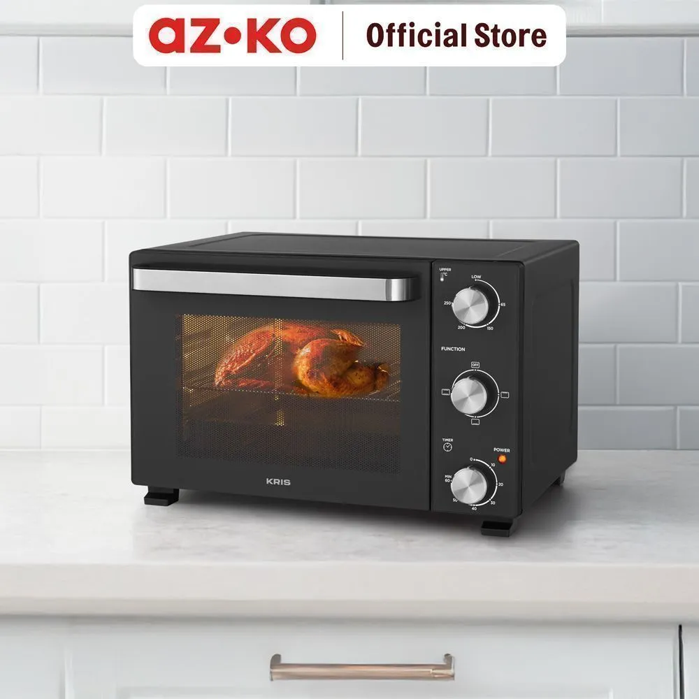 AZKO Kris Oven Toaster Duoglass 22 Liter - Hitam Countertop Baking Grill Electric Appliance