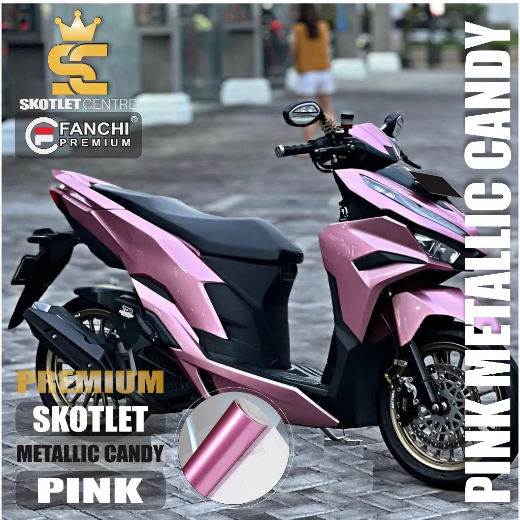 Skotlet Stiker Motor Pink Metalik Candy Schotlite Metallic Candi Glossy Fanchi