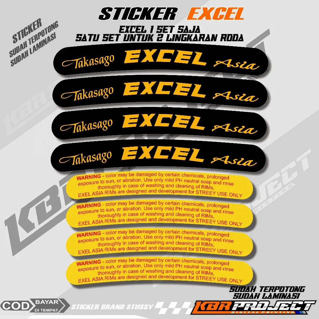 Stiker Velg Takasago Excel Asia Laminasi Glossy TAKASAGO EXCEL ASIA PRINT- STIKER TINGGAL PASANG