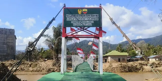 Satgas Kodam I Bukit Barisan Rampungkan Jembatan Perintis Garuda di Tukka Sumut