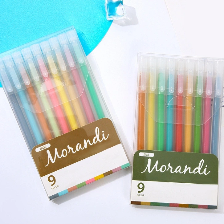 Eeghrerr 9 Colour Pulpen Warna Warni Drawing Highlighters Morandi Pulpen Gel Warna Warni 0.50MM