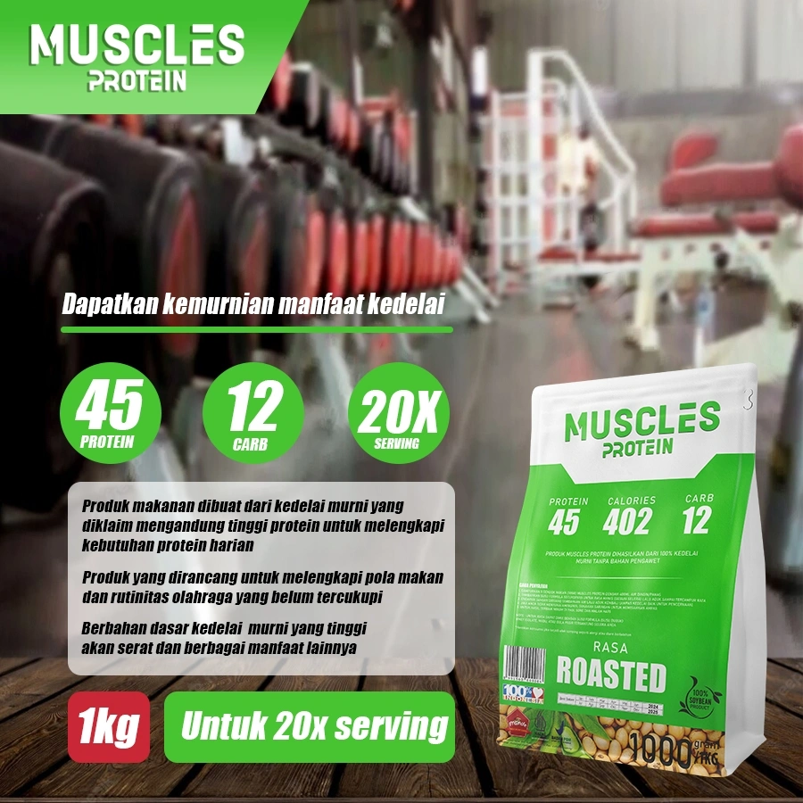 MUSCLES PROTEIN Kedelai Bubuk 1000 gram roasted (1 KG) protein terbaik untuk latihan