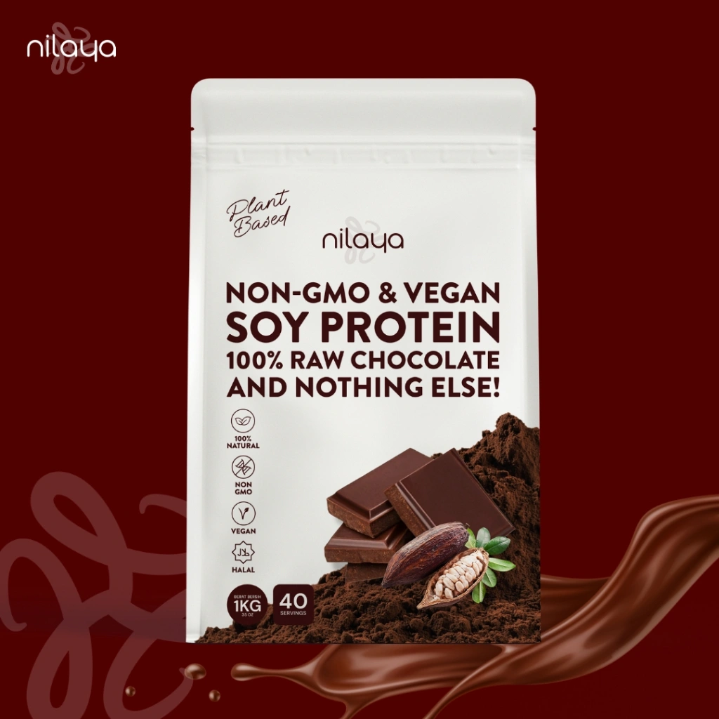 NILAYA Isolate Soy Protein, Cacao powder and nothing else - 1 kg - Bubuk Tinggi Protein - Non-GMO Vegan
