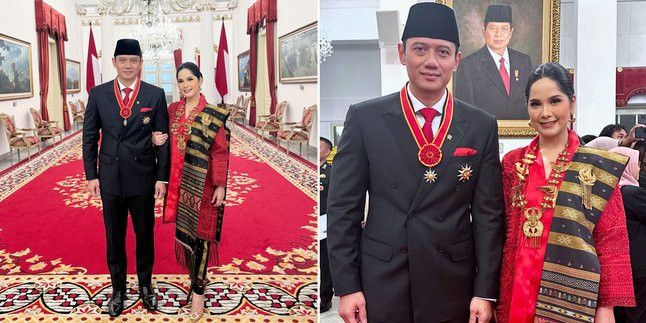 Annisa Pohan Hadiri Anugerah Bintang Mahaputra Nararya Bersama AHY, 8 Potret Cantik dengan Kebaya Merah & Kain Ulos