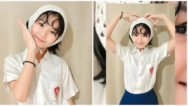 Putih dan Cantik, Potret Bilqis, Putri Ayu Ting Ting mengenakan Seragam Sekolah di Kinderfield Highfield School