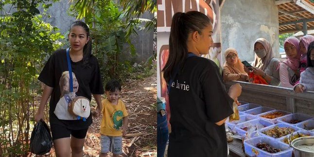 7 Gaya Istri Young Lex Eriska Nakesya Layani Pembeli di Warung Makanan Sunda Dekat Rumahnya