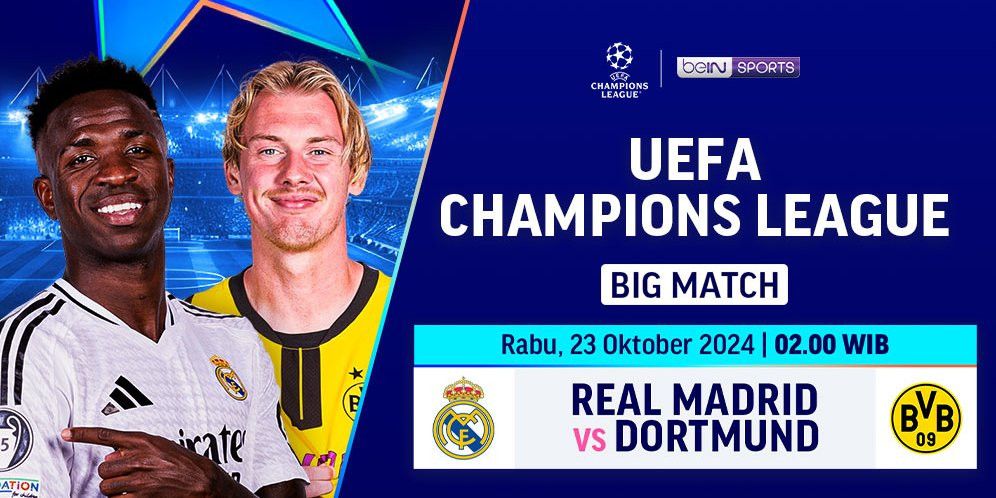 Link Live Streaming Liga Champions Real Madrid vs Dortmund di Vidio Kick Off 02.00 WIB Dini Hari Nanti merdeka