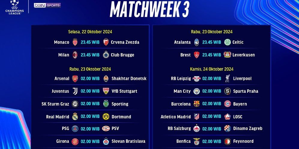 Jadwal Lengkap Live Streaming Pertandingan Liga Champion Pekan ini di Vidio, Jangan Terlewat!