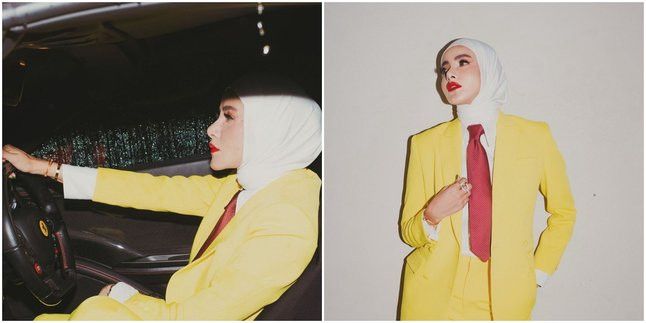 Tampil Power Suit Kuning dengan Gaya Chic,  Penampilan Terbaru Olla Ramlan Ini Jadi Sorotan