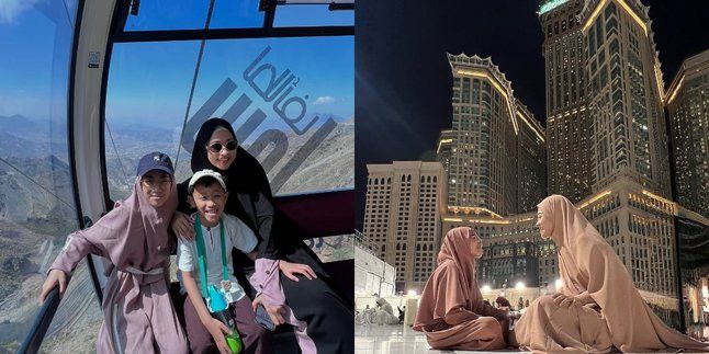 5 Potret Tampilan Poppy Bunga yang Umrah Bareng Anak, Family Goals