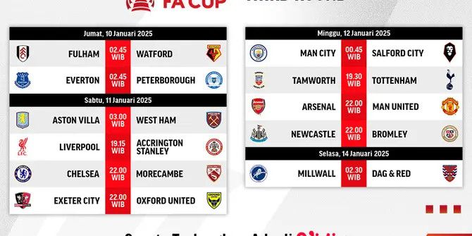 Jadwal Siaran Langsung FA Cup Pekan Ini