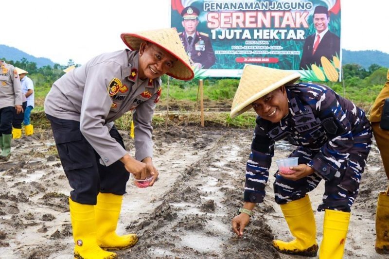 Polri Tanam Jagung 4 Hektare di Lingga, Dukung Ketahanan Pangan Nasional