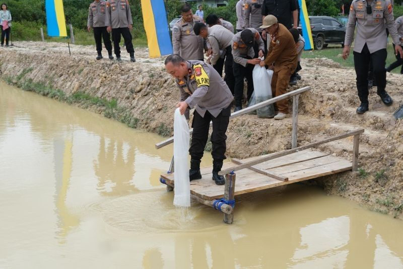 Polda Sultra Tebar 1.500 Bibit Ikan di Konawe, Dukung Program MBG