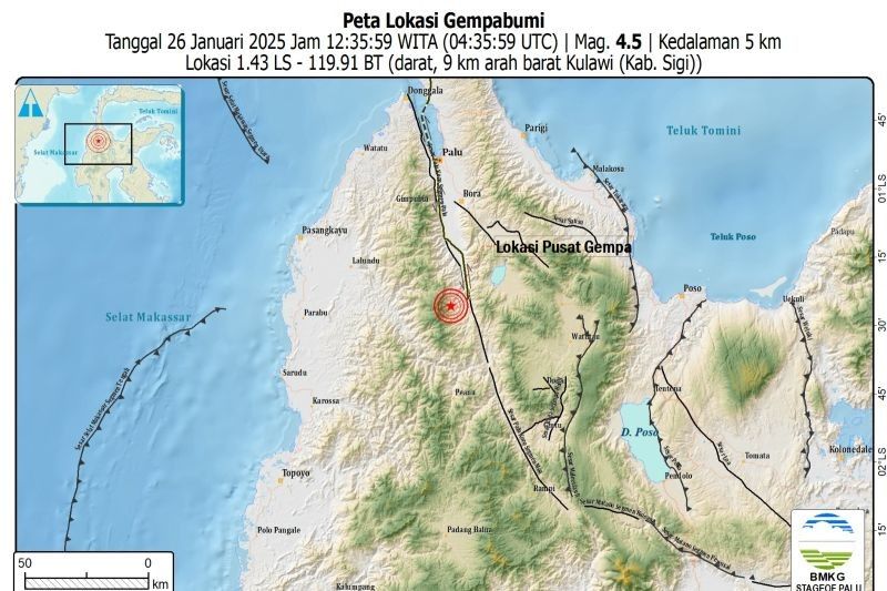 Gempa Magnitudo 4,6 Guncang Sigi, Sulawesi Tengah: Aktivitas Sesar Palu-Koro