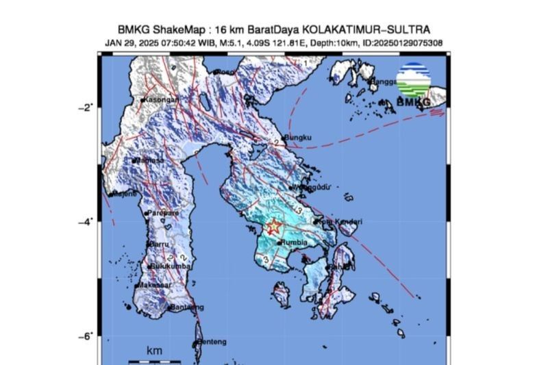 Gempa Magnitudo 5,1 Kembali Guncang Kolaka Timur, Sultra