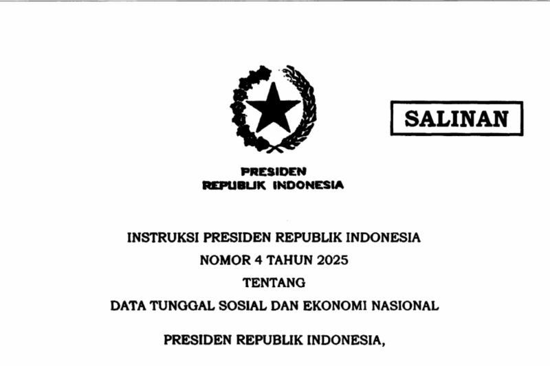 Inpres Prabowo: Integrasi Data Sosial-Ekonomi Nasional untuk Pembangunan yang Lebih Terukur