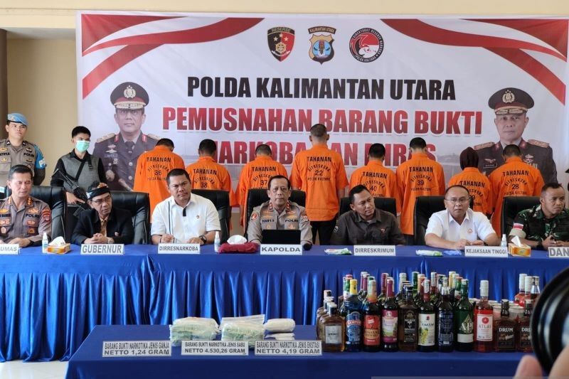 Polda Kaltara Musnahkan Narkotika Rp9 Miliar dan Ratusan Botol Miras Ilegal