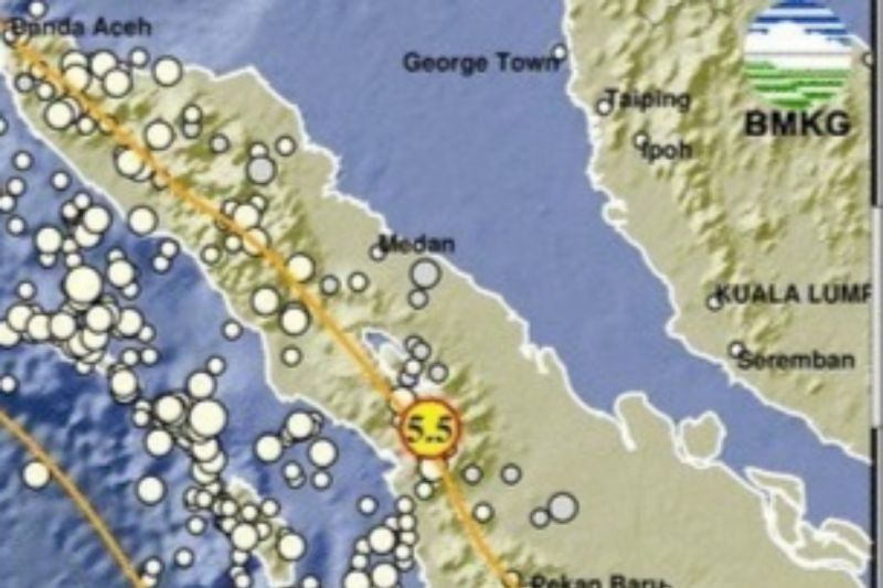 Gempa Magnitudo 5,5 Guncang Tapanuli Utara, Sumatera Utara