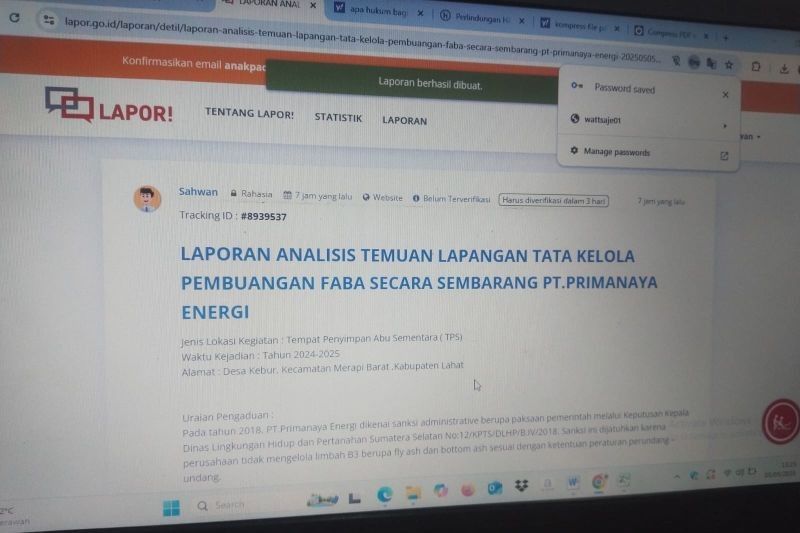 Koalisi STuEB Laporkan 15 Dugaan Kejahatan Lingkungan PLTU di Sumatera