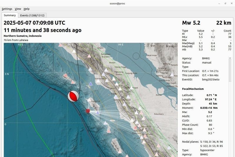 Gempa M5,4 Guncang Nias, BMKG Pastikan Tak Berpotensi Tsunami