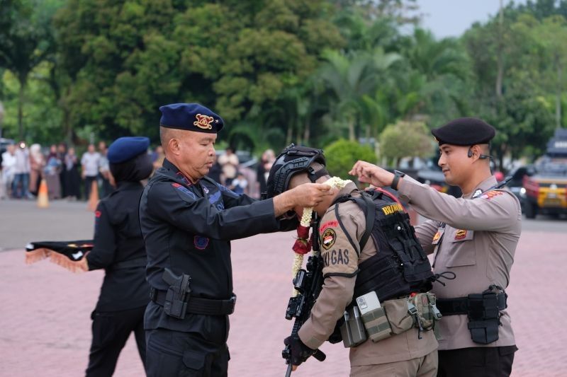 Polda Banten Sambut Pulang 98 Personel Brimob, Pahlawan Operasi Amole II di Papua