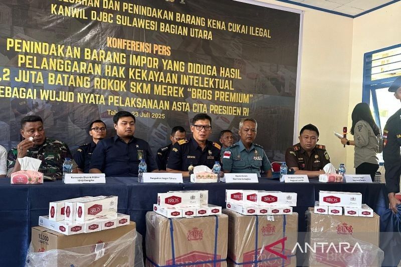 Terungkap! Bea Cukai Sita 13,2 Juta Batang Rokok Impor Ilegal 'Bros Premium' Asal Vietnam di Sulut