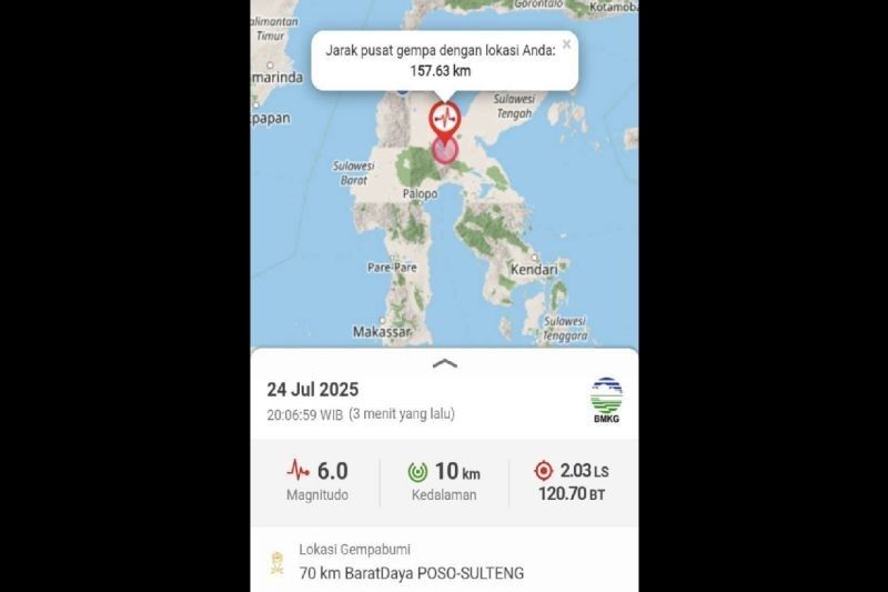 Gempa M 6,0 Guncang Poso Sulawesi Tengah, Ternyata Gempa Dangkal Tak Berpotensi Tsunami