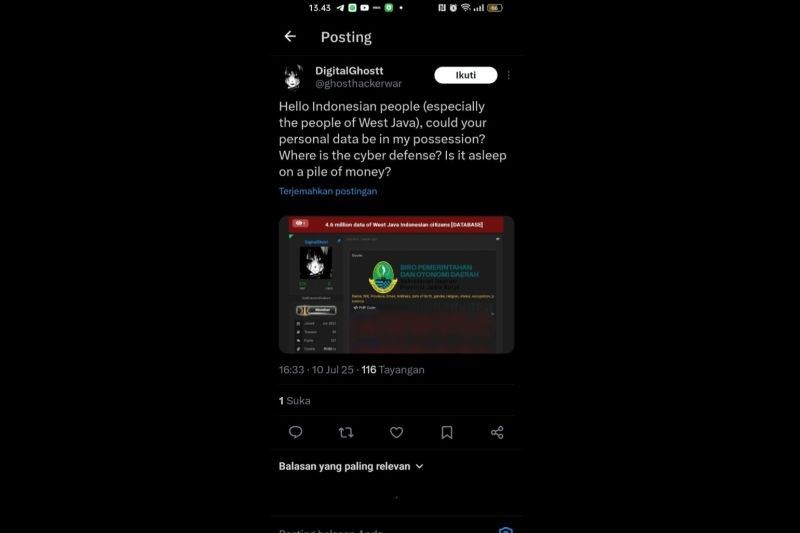 Terungkap! Klaim 4,6 Juta Data Warga Jabar Dibobol, Benarkah Pertahanan Siber Indonesia Lemah?