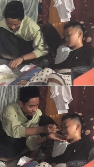 Viral Momen Pengurus Kamar Pesantren Rawat Santri yang Tengah Sakit, Rela Cuma Tidur 1 Jam