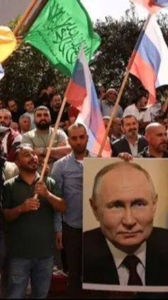 Warga Palestina Demo Bawa Foto Putin dan Kim Jong-un, Serukan Hentikan Kekejaman Israel