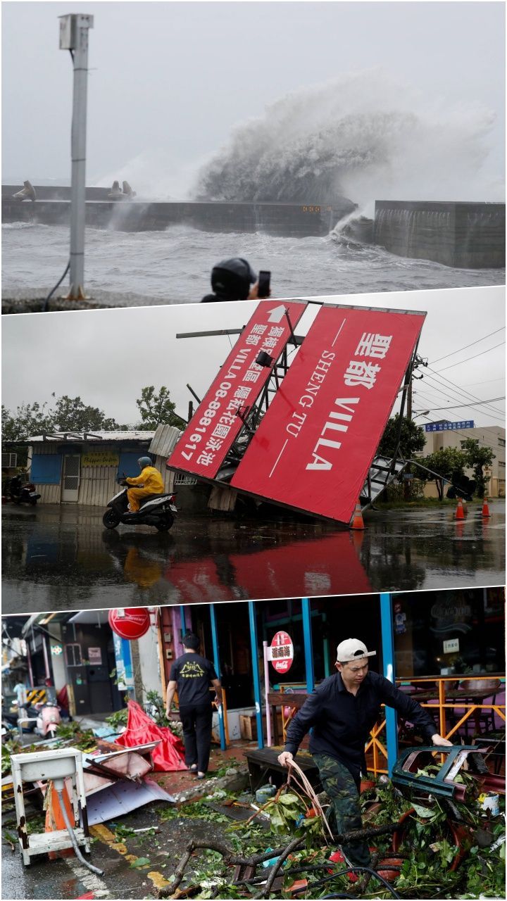 FOTO: Ganasnya Topan Koinu Menyapu Taiwan, Satu Tewas dan 304 Orang Luka-Luka