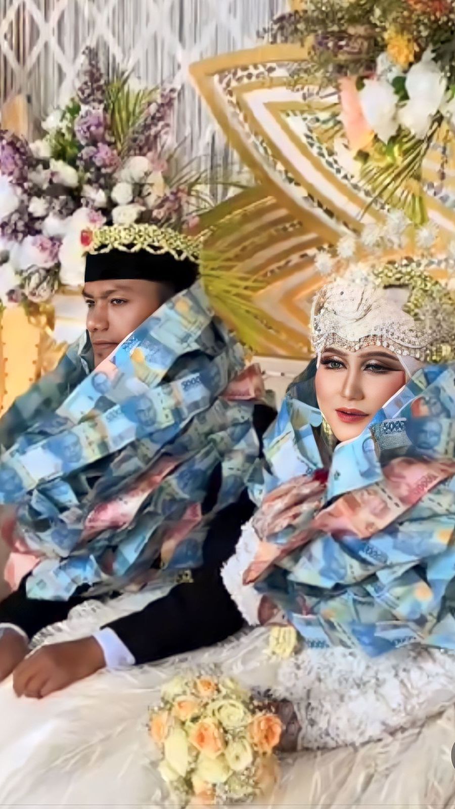 Pengantin Madura Dikalungi Uang saat Menikah, Ternyata Ini Alasannya