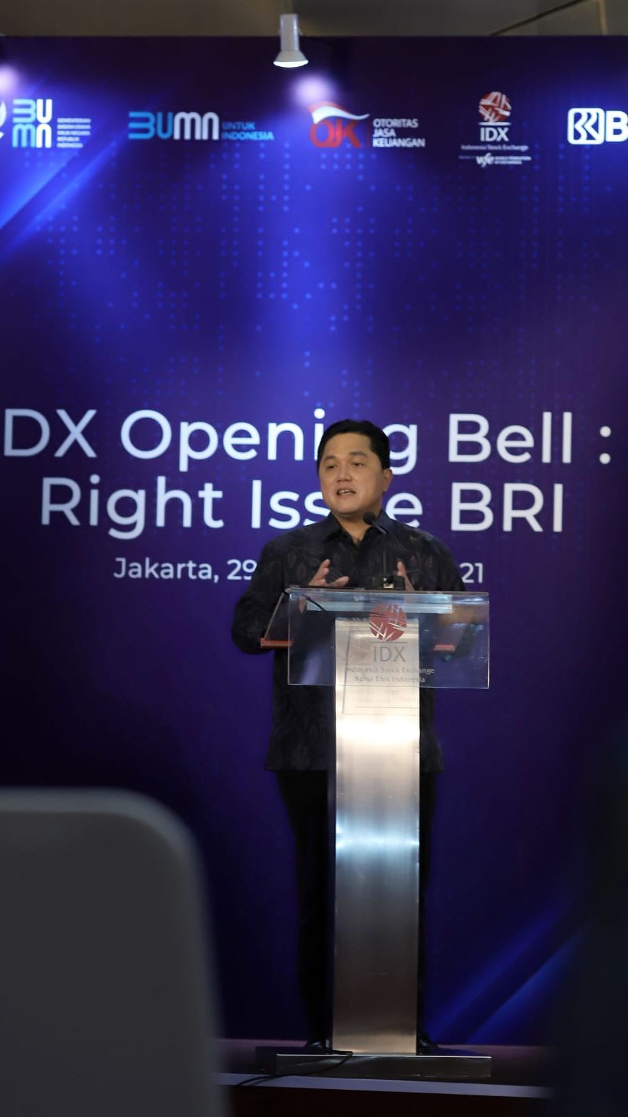 Erick Thohir Puji Kenaikan Saham BBRI 61,5 Kali Lipat Sejak IPO