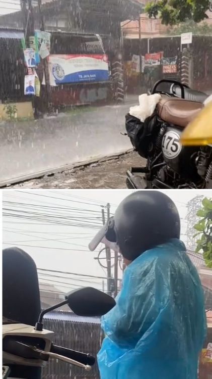 Sama-sama Terjebak Hujan di Jalan, Wanita Ini Rela Pilih Naik Motor Demi Sang Kekasih Bisa Naik Taksi Online