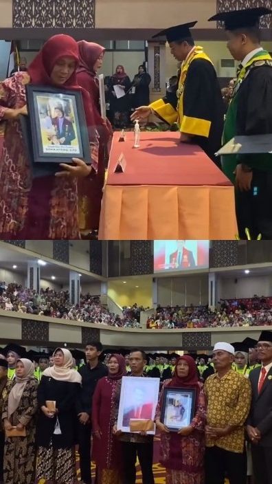 Viral Momen Orang Tua Gantikan Wisuda Anaknya yang Jadi Korban Erupsi Gunung Marapi, Penuh Haru